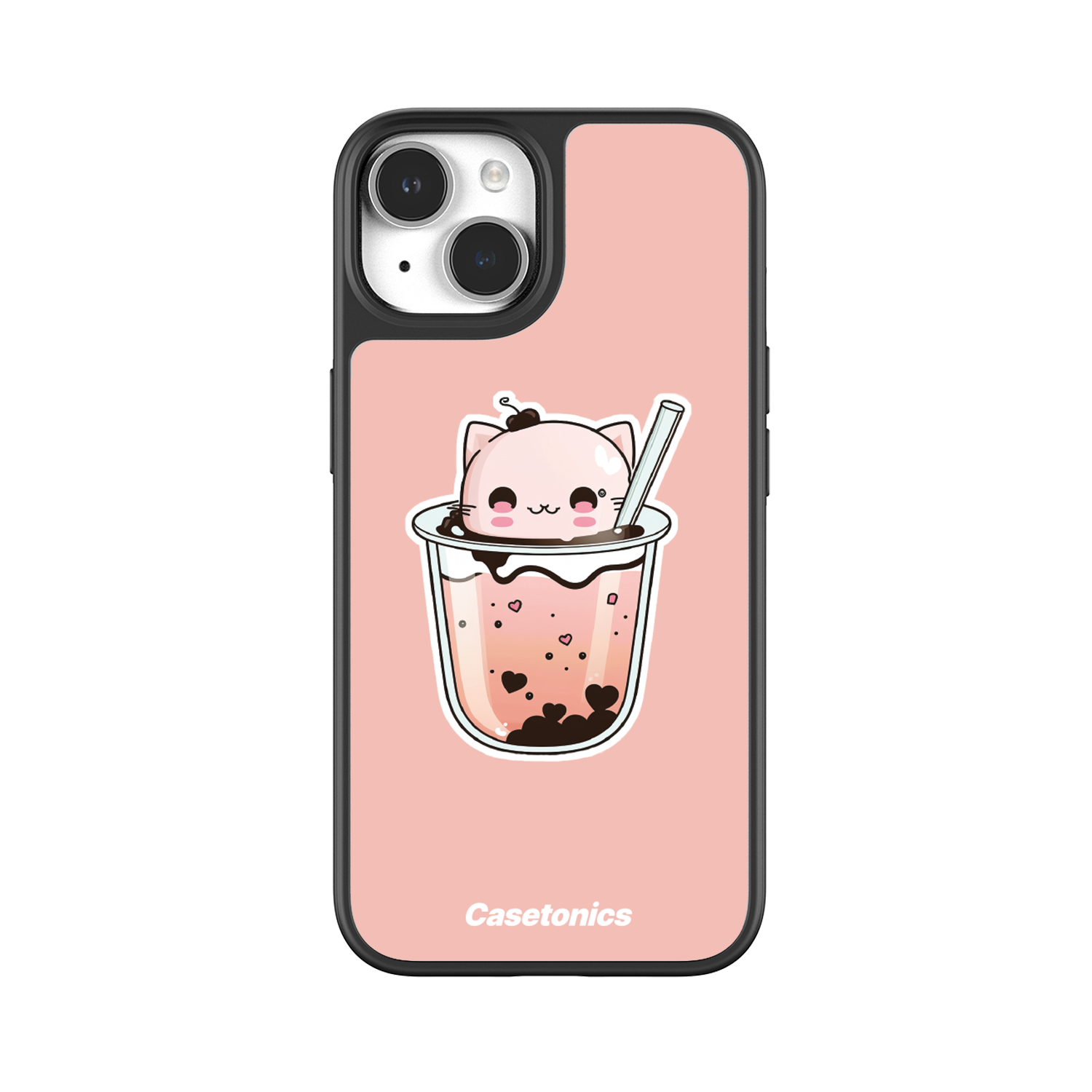 Boba Glass Straw Cute Pink Boba Bubbles Case for iPhone 13